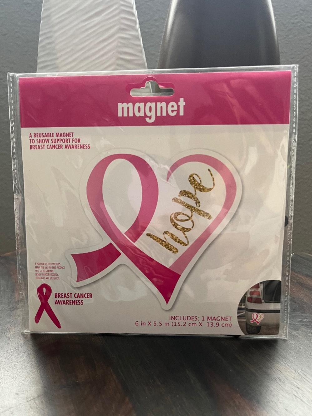Hope Pink Ribbon Resuable Magnet NEW